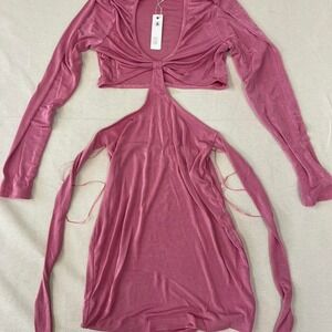 Dusty rose cutout mini dress with matching long sleeve shrug 💕
